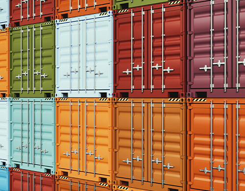 Colorful stacked shipping containers