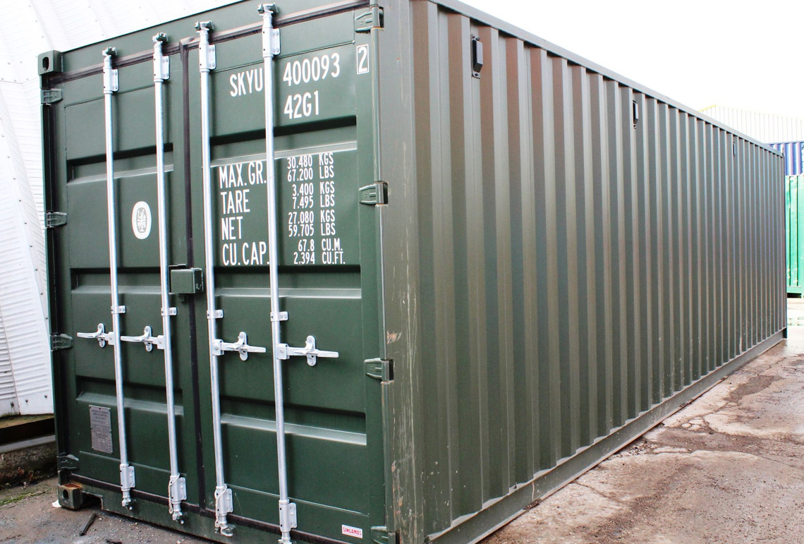 Cargo-worthy 40ft shipping container with typical surface patina