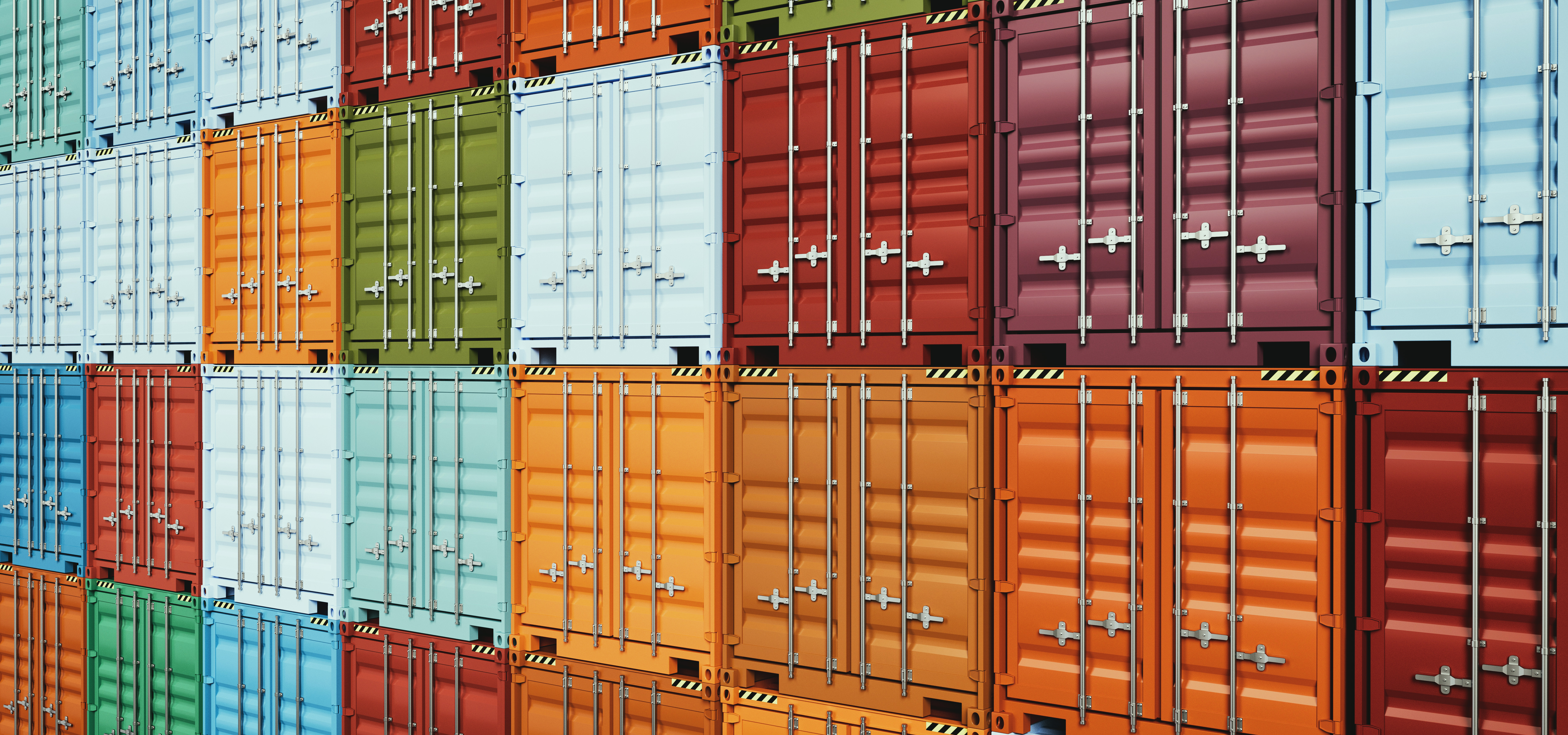 Container yard with truck and forklift